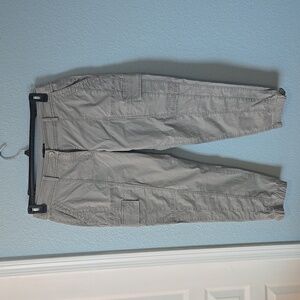 EILEEN FISHER Cropped Cargo Pants in Creamy Beige Organic Cotton Sz 14